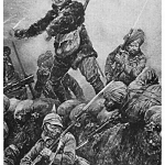 Indian troops charging the German trenches at Neuve Chapelle, March 1915