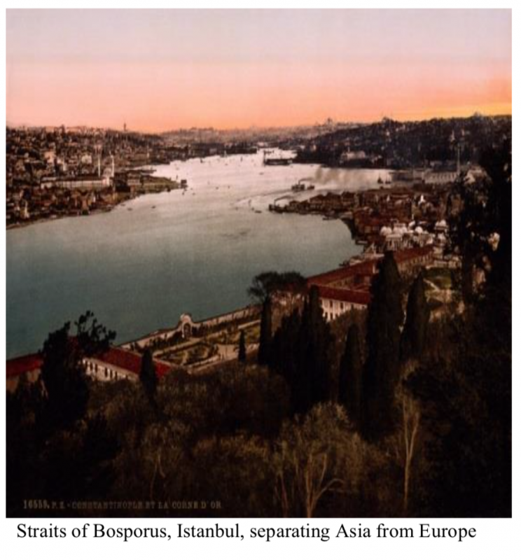 Straits of Bosporus, Istanbul, separating Asia from Europe.png