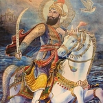 Sri Guru Gobind Singh and His Arabian Horse Neela

Horse
Modern Punjabi
n. ghora. M;

ਆਵਧਹ ਗੁਣ ਗੋਬਿੰਦ ਰਮਣੰ ਓਟ ਗੁਰ ਸਬਦ ਕਰ ਚਰਮਣਹ ॥
aavadhheh gun gobindh ramanan outt gur sabadh kar charamaneh ||
Their weapons are the Glorious Praises of the Lord which they chant; their Shelter and Shield is the Word of the Guru's Shabad.


ਆਰੂੜਤੇ ਅਸ੍ਵ ਰਥ ਨਾਗਹ ਬੁਝੰਤੇ ਪ੍ਰਭ ਮਾਰਗਹ ॥
aaroorrathae asv rathh naageh bujhanthae prabh maarageh ||
The horses, chariots and elephants they ride are their way to realize God's Path.



ਬਿਚਰਤੇ ਨਿਰਭਯੰ ਸਤ੍ਰੁ ਸੈਨਾ ਧਾਯੰਤੇ ਗ+ਪਾਲ ਕੀਰਤਨਹ ॥
bicharathae nirabhayan sathra sainaa dhhaayanthae guopaal keerathaneh ||
They walk fearlessly through the armies of their enemies; they attack them with the Kirtan of God's Praises.