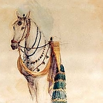 Favorite Horse of Ranjit Singh

Modern Punjabi
n. ghora. M;

ਰਸੁ ਘੋੜੇ ਰਸੁ ਸੇਜਾ ਮੰਦਰ ਰਸੁ ਮੀਠਾ ਰਸੁ ਮਾਸੁ ॥
ras ghorrae ras saejaa mandhar ras meethaa ras maas ||
the pleasure of horses, the pleasure of a soft bed in a palace, the pleasure of sweet treats and the pleasure of hearty meals


ਏਤੇ ਰਸ ਸਰੀਰ ਕੇ ਕੈ ਘਟਿ ਨਾਮ ਨਿਵਾਸੁ ॥੨॥
eaethae ras sareer kae kai ghatt naam nivaas ||2||
-these pleasures of the human body are so numerous; how can the Naam, the Name of the Lord, find its dwelling in the heart? ||2||

Guru Nank Dev ji