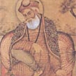 A fresco of Guru Nanak, also from a gurdwara i India. Guru Nanak's foot again -- his lotus feet.