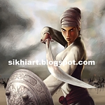 Mata Bhag Kaur or Mai Bhago
http://www.sikhiart.com/for-sale/mata-bhag-kaur/