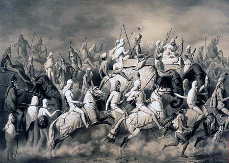 Elephants and Horses of Sahib Singh Shere Mararaj

Elephant
Modern Punjabi
n. hathi. M; hathni. F;

ਦਰ ਘਰ ਮਹਲਾ ਸੋਹਣੇ ਪਕੇ ਕੋਟ ਹਜਾਰ ॥
dhar ghar mehalaa sohanae pakae kott hajaar ||
Beautiful gates, houses and palaces, solidly built forts,


ਹਸਤੀ ਘੋੜੇ ਪਾਖਰੇ ਲਸਕਰ ਲਖ ਅਪਾਰ ॥
hasathee ghorrae paakharae lasakar lakh apaar ||
elephants, saddled horses, hundreds of thousands of uncounted armies


ਕਿਸ ਹੀ ਨਾਲਿ ਨ ਚਲਿਆ ਖਪਿ ਖਪਿ ਮੁਏ ਅਸਾਰ ॥੩॥
kis hee naal n chaliaa khap khap mueae asaar ||3||
-none of these will go along with anyone in the end, and yet, the fools bother themselves to exhaustion with these, and then die. ||3||

Guru Nanak Dev ji