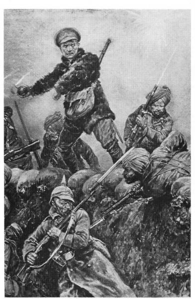 Indian troops charging the German trenches at Neuve Chapelle, March 1915