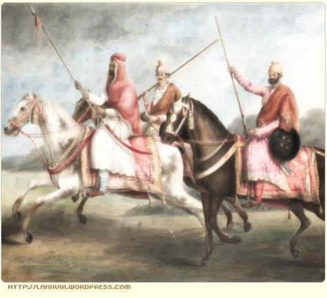 Sardars and Horses

ਕੋਟ ਤੁਰੰਗ ਕੁਰੰਗ ਸੇ ਕੂਦਤ ਪਉਨ ਕੇ ਗਉਨ ਕਉ ਜਾਤ ਨਿਵਾਰੇ ॥
kot turang kurang se soodat paun ke gaun kau jaat nivaare||
With millions of horses galloping like deer, moving faster than the wind.

Sri Dasam Granth