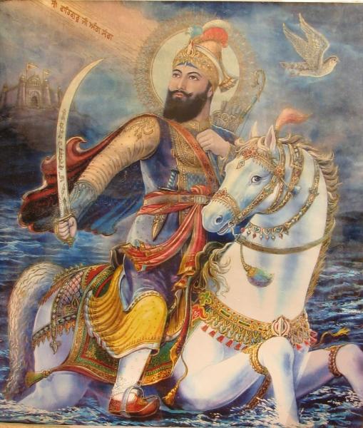 Sri Guru Gobind Singh and His Arabian Horse Neela

Horse
Modern Punjabi
n. ghora. M;

ਆਵਧਹ ਗੁਣ ਗੋਬਿੰਦ ਰਮਣੰ ਓਟ ਗੁਰ ਸਬਦ ਕਰ ਚਰਮਣਹ ॥
aavadhheh gun gobindh ramanan outt gur sabadh kar charamaneh ||
Their weapons are the Glorious Praises of the Lord which they chant; their Shelter and Shield is the Word of the Guru's Shabad.


ਆਰੂੜਤੇ ਅਸ੍ਵ ਰਥ ਨਾਗਹ ਬੁਝੰਤੇ ਪ੍ਰਭ ਮਾਰਗਹ ॥
aaroorrathae asv rathh naageh bujhanthae prabh maarageh ||
The horses, chariots and elephants they ride are their way to realize God's Path.



ਬਿਚਰਤੇ ਨਿਰਭਯੰ ਸਤ੍ਰੁ ਸੈਨਾ ਧਾਯੰਤੇ ਗ+ਪਾਲ ਕੀਰਤਨਹ ॥
bicharathae nirabhayan sathra sainaa dhhaayanthae guopaal keerathaneh ||
They walk fearlessly through the armies of their enemies; they attack them with the Kirtan of God's Praises.