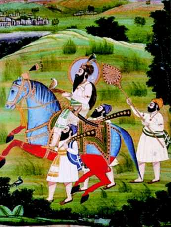 Sri Guru Gobind Singh and His Blue Arabian Horse

Guru Gobind Singh Ji was famed for his blue coloured horse, in fact Guru Sahib Ji is sometimes known as ‘Neelay ghoray whalla’ or the owner of the blue horse and many a folk songs and vars sing the exploits of ‘Neelay ghoray they swaar’ the rider of the blue horse. Just as his grandfather Guru Hargobind Sahib Ji, Guru Gobind Singh instructed his Sikhs to make offerings of arms and horses in readiness for the turbulent times ahead. In anticipation of this Guru Gobind Singh Ji learnt the art of horsemanship from an early age under the guidance of his maternal uncle Bhai Kirpal Chand.

...

It is not clear where the blue horse, affectionately known as Neela, was acquired from, it may have been a gift from a royal dignitary or from a devotee. Even today the lineage of the stallions continues at Hazoor Sahib, Nanded. The horses are kept in stables and are bred from the original stallion belonging to Guru Sahib Ji, although over time the blue colour has been diluted down to a grey white. No one is allowed to ride the horses as a mark of respect and they are brought out on the festival of Holla Mahalla or gurpurbs when they are beautifully decorated with tassels and riding gear. On occasions, especially on the festival of Holla Mahalla, it has been said that the horse will get extremely sweaty and agitated, as if it is being ridden.

Source http://www.info-sikh.com/PageHorse1.html
