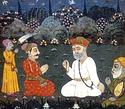 Thumbnail -- Guru Nanak and Mardana greet an emissary. You can see the mango tree in the background.