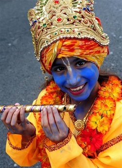 Young girl at Krishna Ratra Yatral Festival Trafalgar 2009